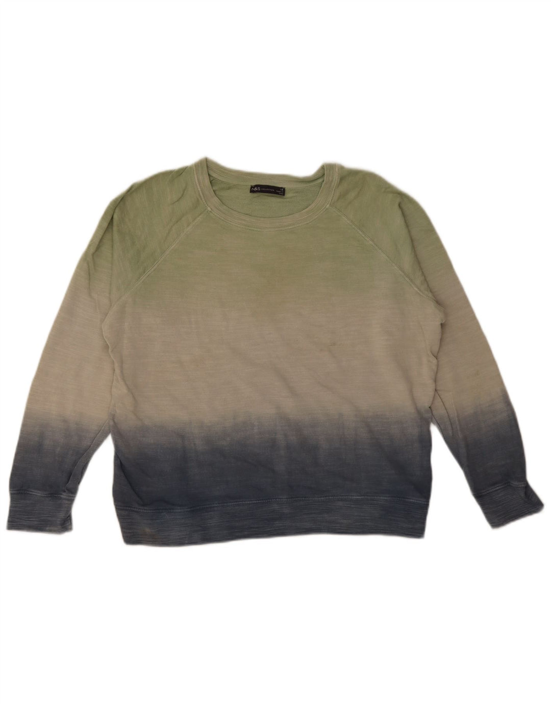 Marks & Spencer Damen-Sweatshirt-Pullover UK 14 Large Grüner Farbblock