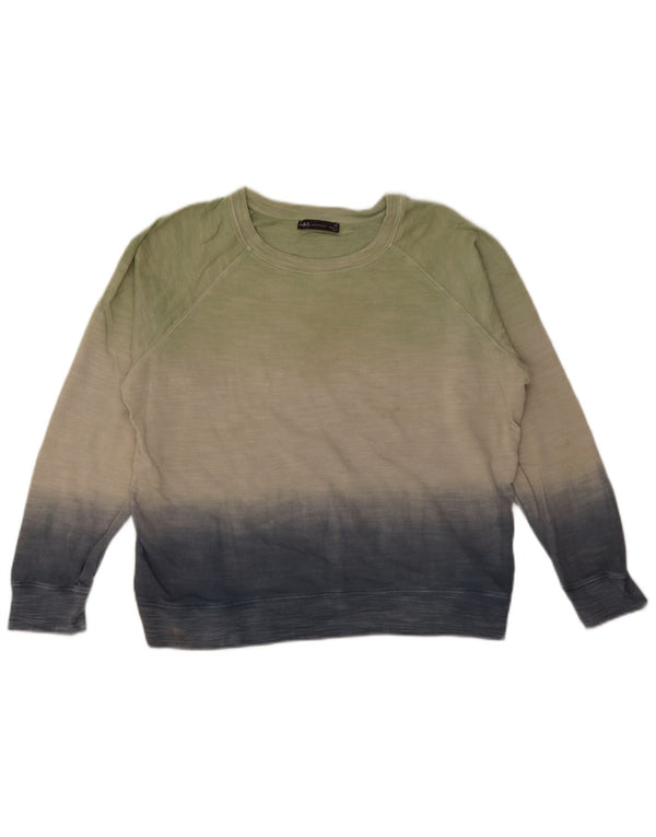 Marks & Spencer Damen-Sweatshirt-Pullover UK 14 Large Grüner Farbblock