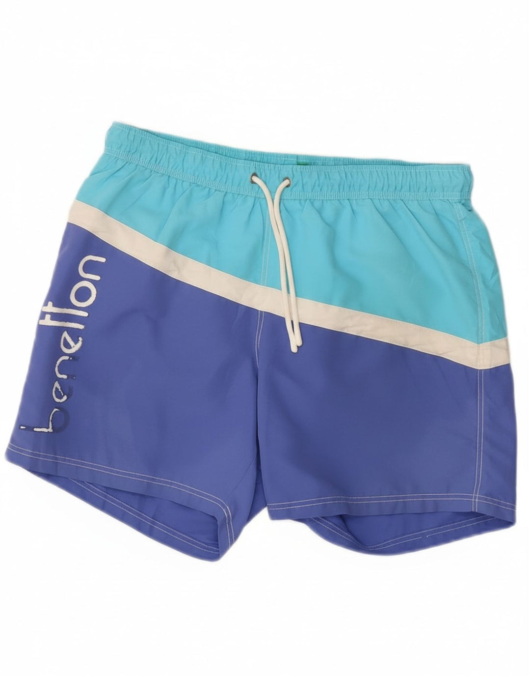 Benetton Herren-Badeshorts mit Grafik, Größe L, Blau, Farbblock