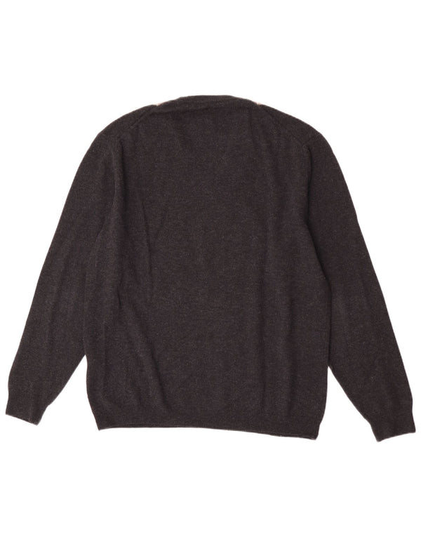 Burlington Herren Pullover mit V-Ausschnitt IT 52 Large Grau Argyle/Diamant