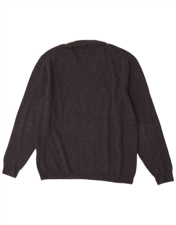 Burlington Herren Pullover mit V-Ausschnitt IT 52 Large Grau Argyle/Diamant
