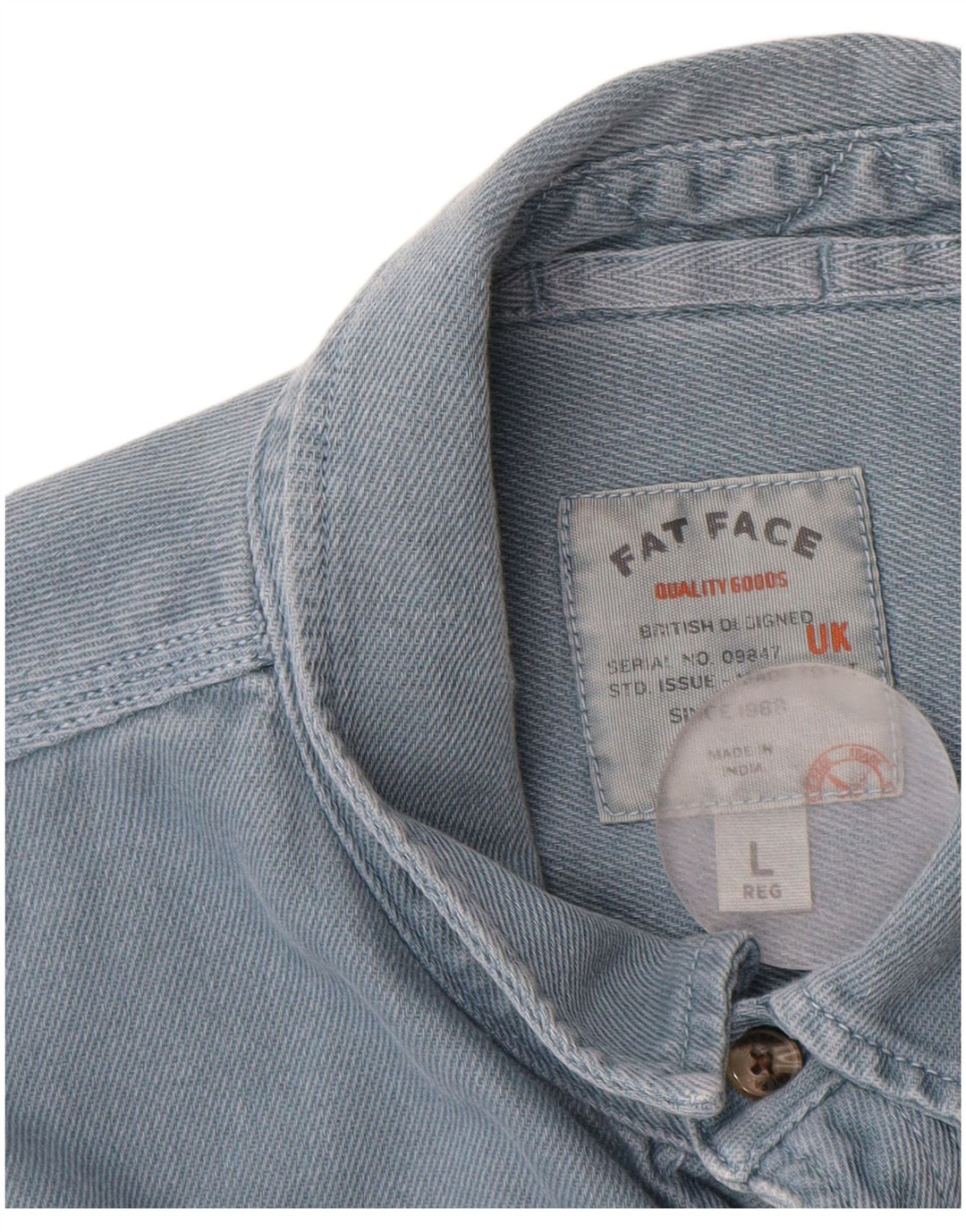 Fat Face Herren-Jeanshemd, groß, aus blauer Baumwolle