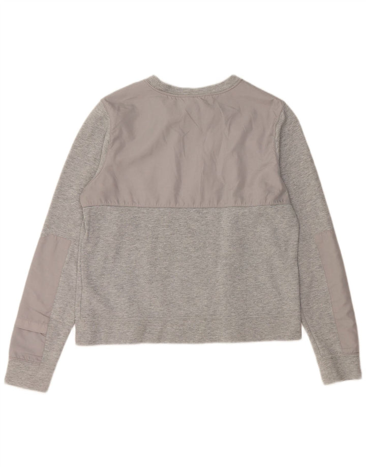 Nike Damen Sweatshirt Pullover UK 16 Large Grau Baumwolle