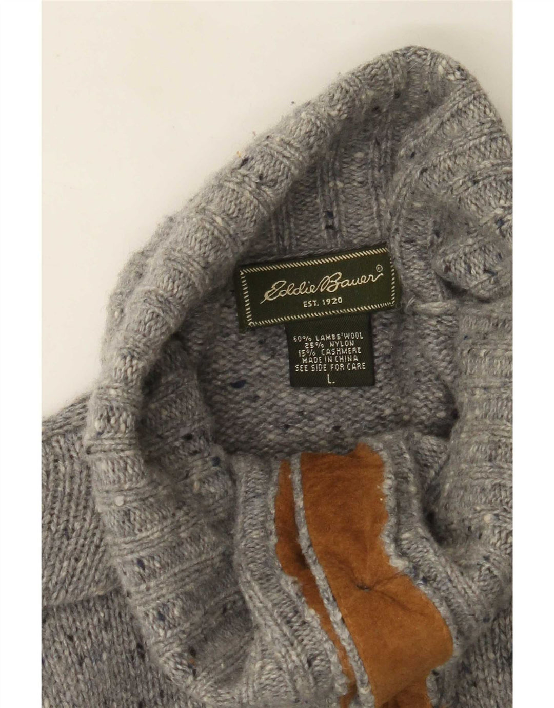 Eddie Bauer Damen-Cardigan-Pullover UK 16 Große grau gefleckte Lammwolle