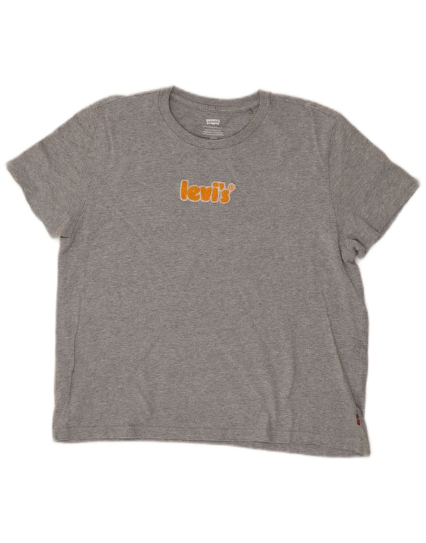 Levi's Damen Crop Graphic T-Shirt Top UK 14 Mittelgrau