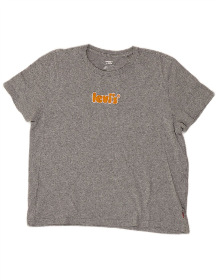 Levi's Damen Crop Graphic T-Shirt Top UK 14 Mittelgrau