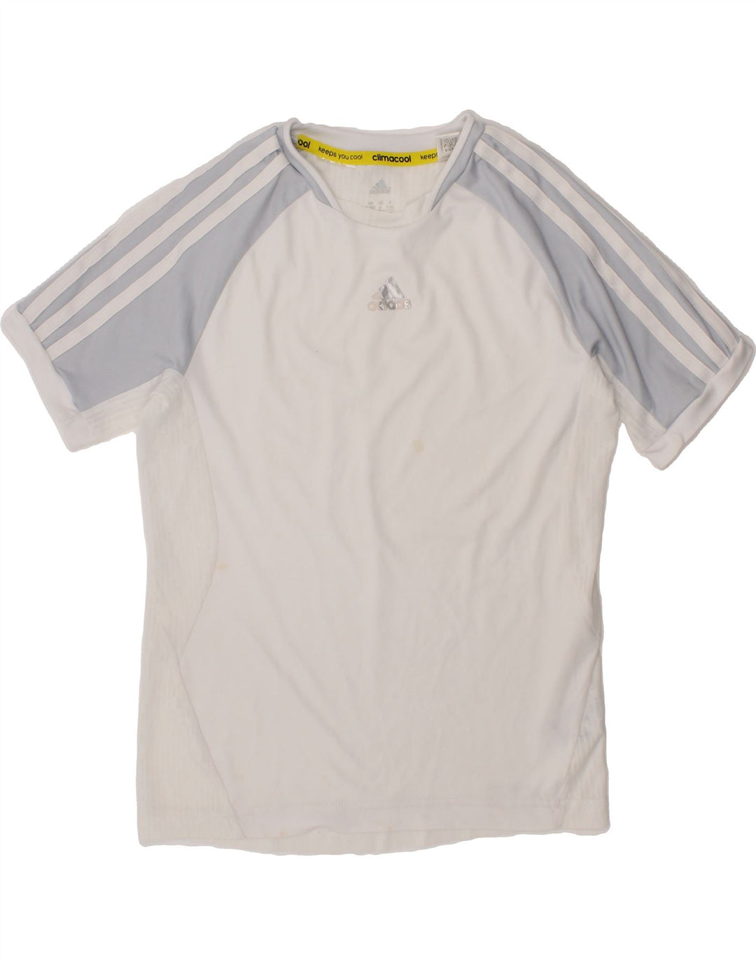 ADIDAS Boys Climacool T-Shirt Top 9-10 Years White Colourblock Polyester Vintage Adidas and Second-Hand Adidas from Messina Hembry 