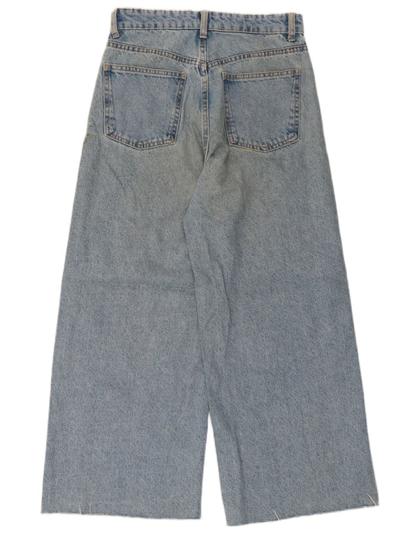 Zara Damen High Waist Crop Wide Leg Jeans EU 36 XS W26 L25 Blaue Baumwolle