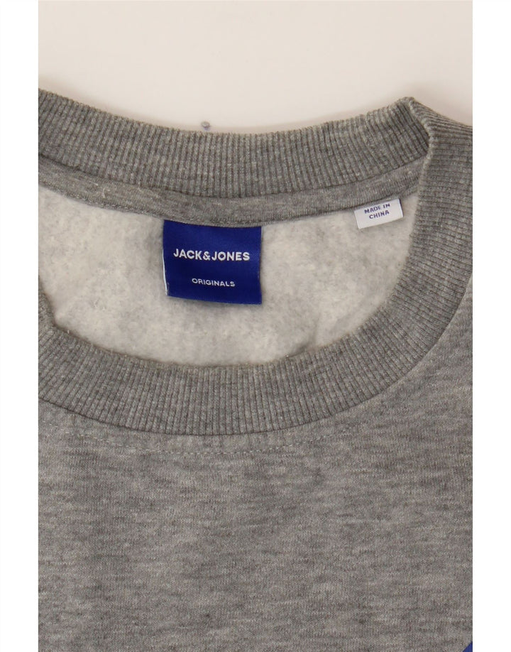 JACK & JONES Mens Sweatshirt Jumper Medium Grey Polyester Vintage Jack & Jones and Second-Hand Jack & Jones from Messina Hembry 