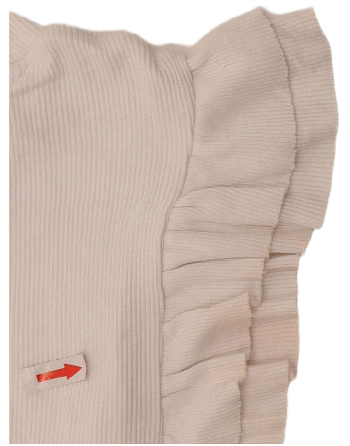 Zara Damen Crop Bluse Top UK 12 Mittelweiße Baumwolle