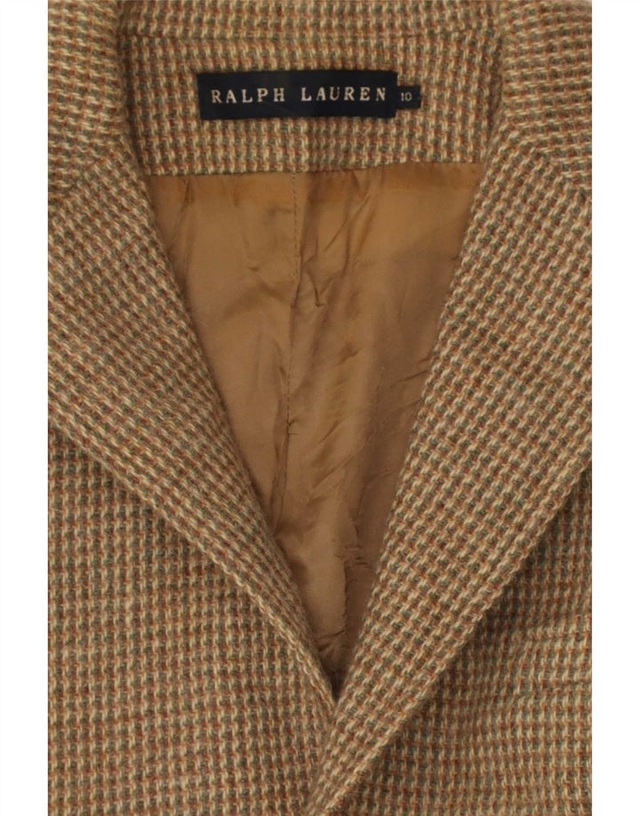 Ralph Lauren Damen-Blazerjacke mit 3 Knöpfen, US 10, großes braunes Karomuster