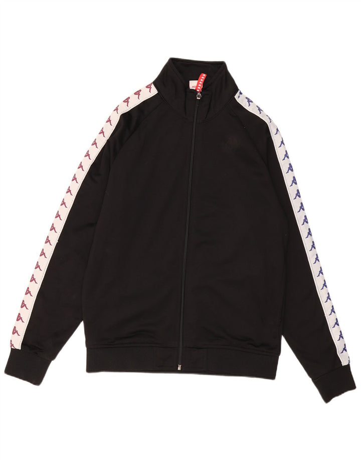 KAPPA Herren-Trainingsanzugoberteil mit Grafik, Mittelschwarzes Farbblock-Polyester