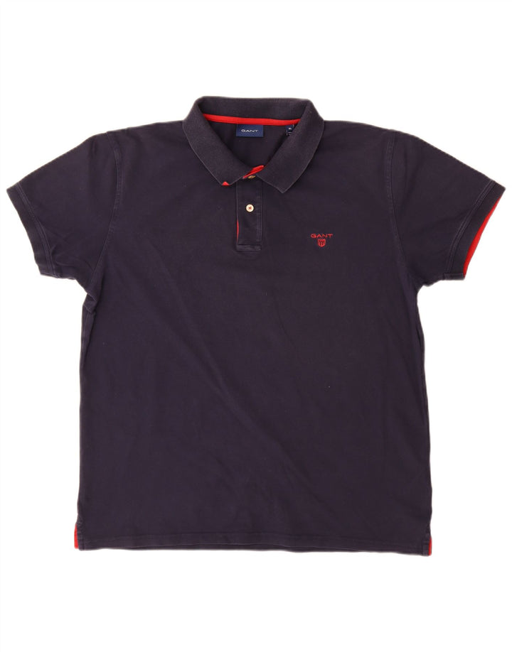 Gant Herren Poloshirt XL Marineblau Baumwolle