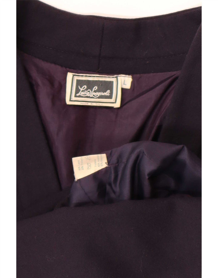 Luisa Spagnoli Damen 3-Knopf-Blazerjacke UK 16 Große marineblaue Wolle