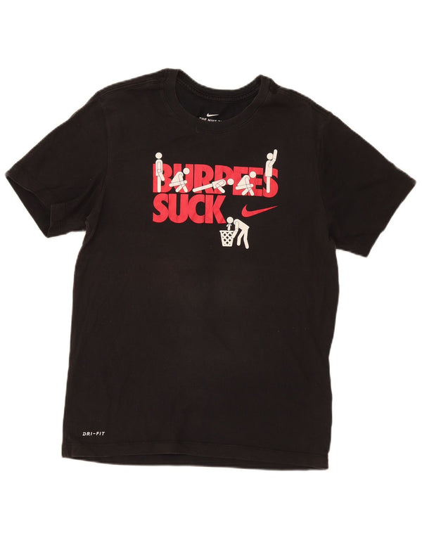 Nike Herren Dri Fit Graphic T-Shirt Top Small Schwarz Baumwolle