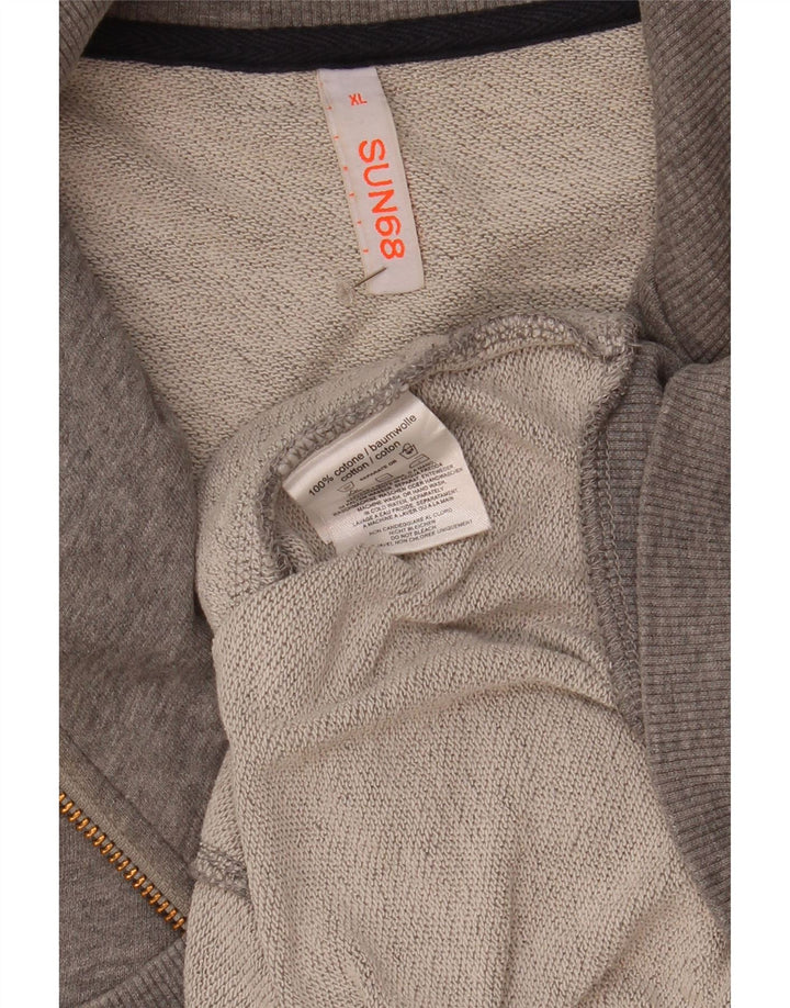 Sun68 Herren-Trainingsanzug-Oberteil, Jacke, XL, grau gefleckte Baumwolle