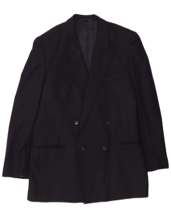 Vintage Herren Zweireiher Blazer Jacke IT 50 Groß Marineblau