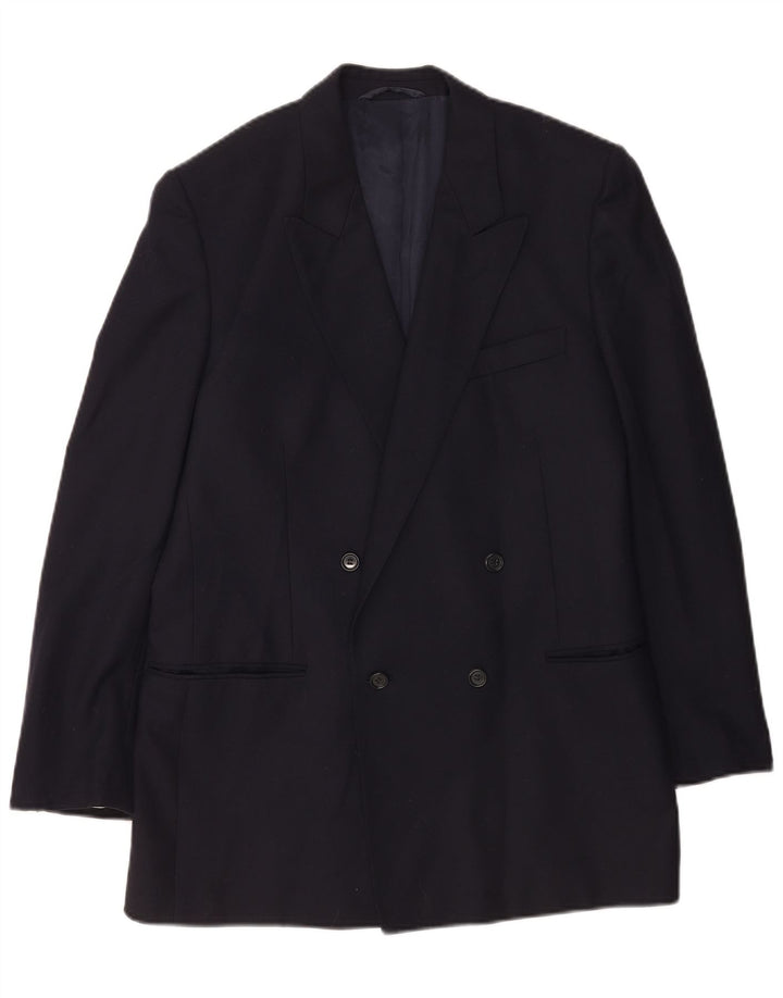 Vintage Herren Zweireiher Blazer Jacke IT 50 Groß Marineblau