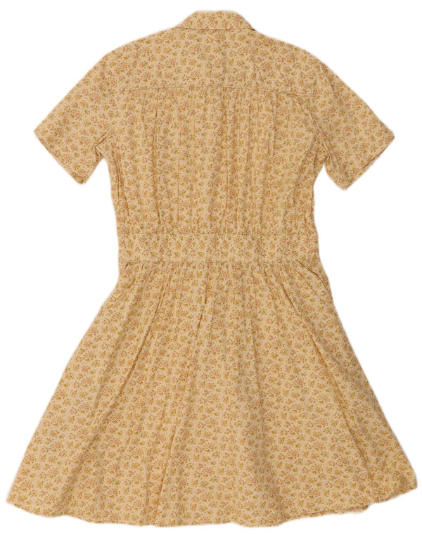 Polo Ralph Lauren Damen Hemdkleid UK 12 Mittelgelb geblümt