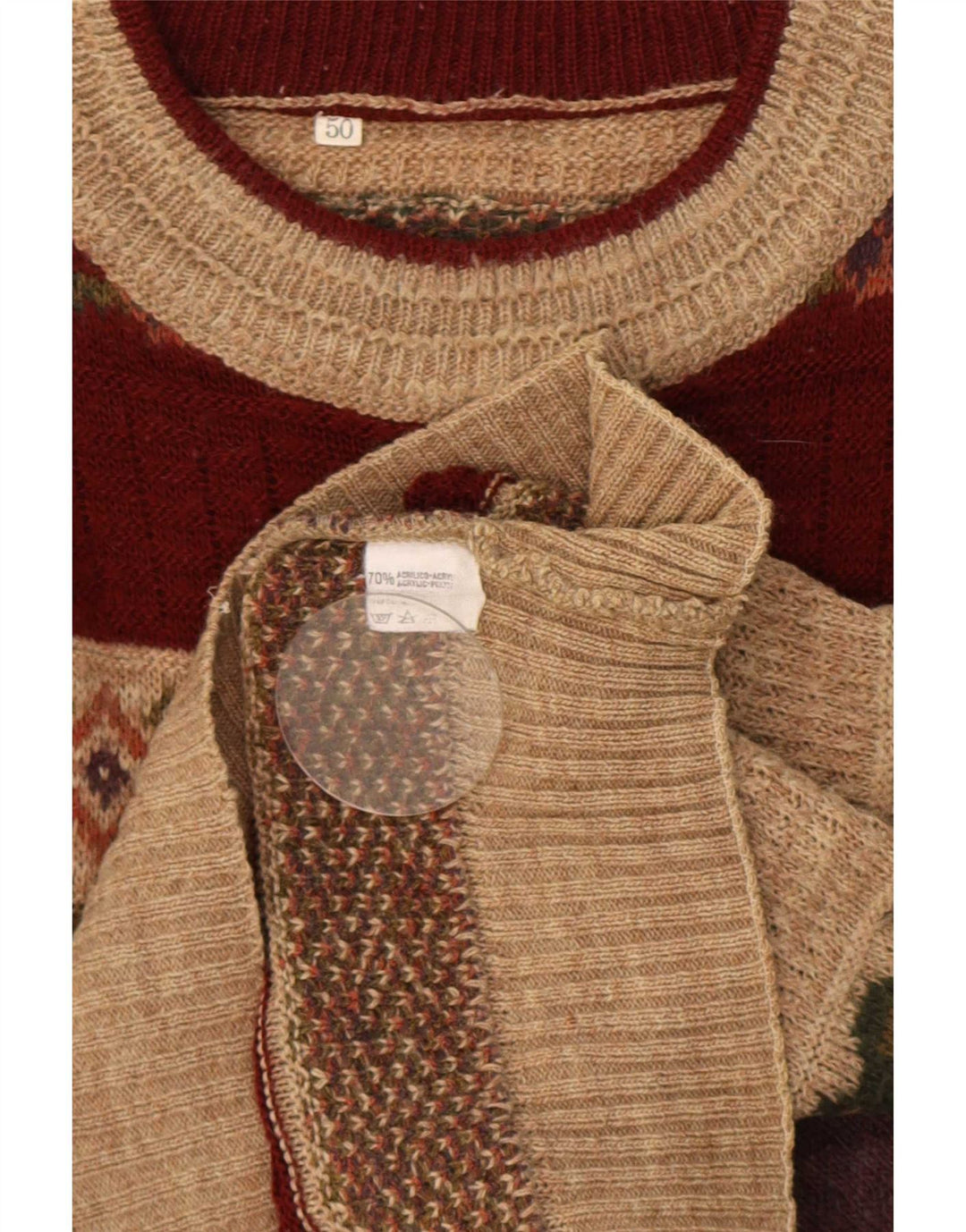 Vintage Herren Pullover mit Rundhalsausschnitt IT 50 Medium Mehrfarbig Fair Isle