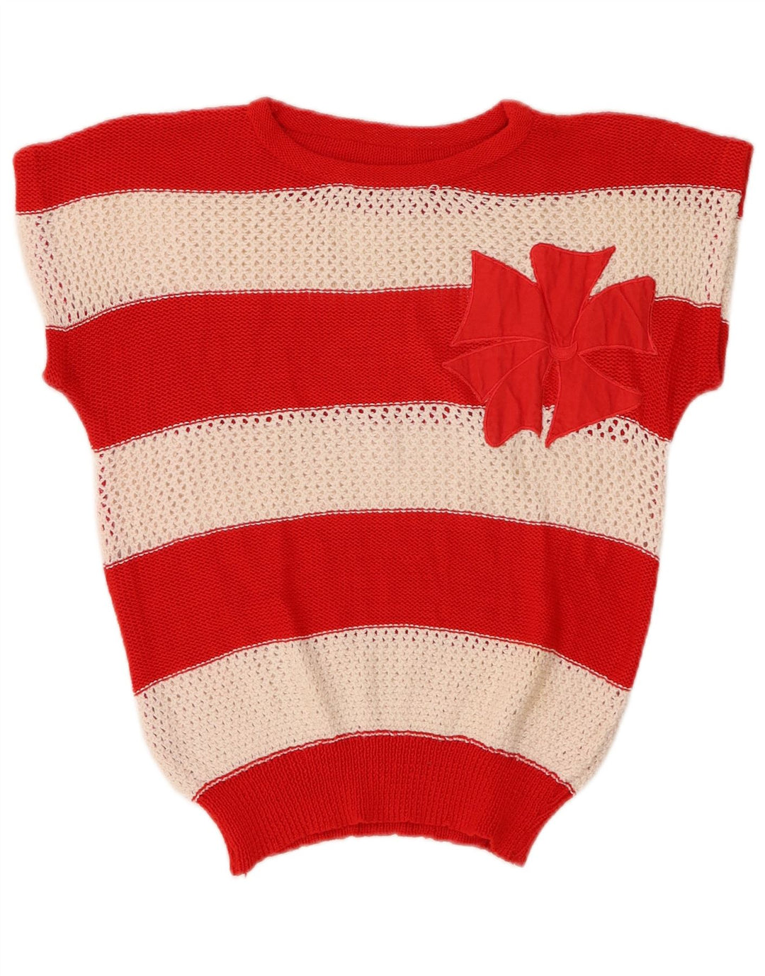 VINTAGE Damen Crop Crew Neck Pullover Pullover UK 14 Medium Mehrfarbig