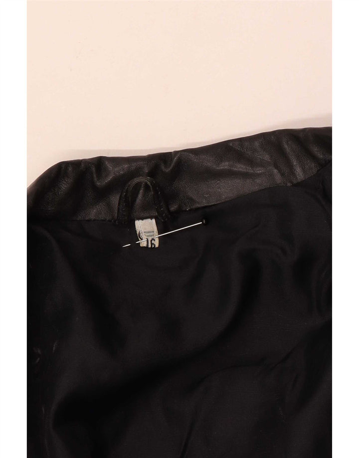 Vintage Damen Übergroße Lederjacke UK 16 Large Schwarz
