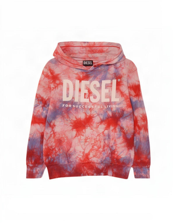 Diesel Mädchen-Kapuzenpullover mit Grafik, 11–12 Jahre, mehrfarbig, Batik-Baumwolle