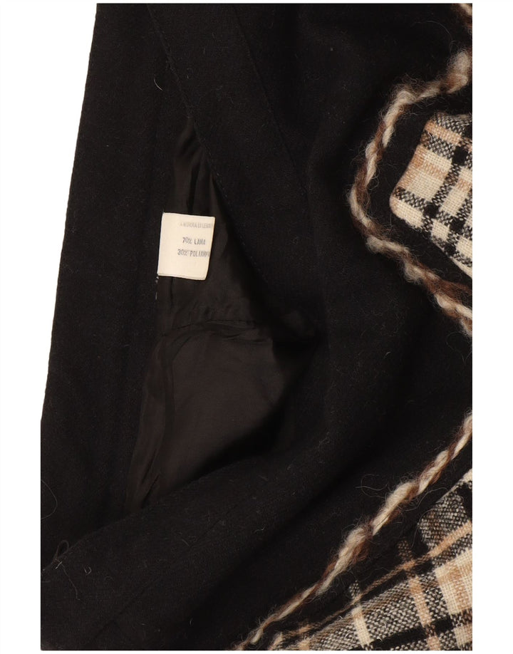 Vintage Damen A-Linienrock W28 Mittelschwarz karierte Wolle