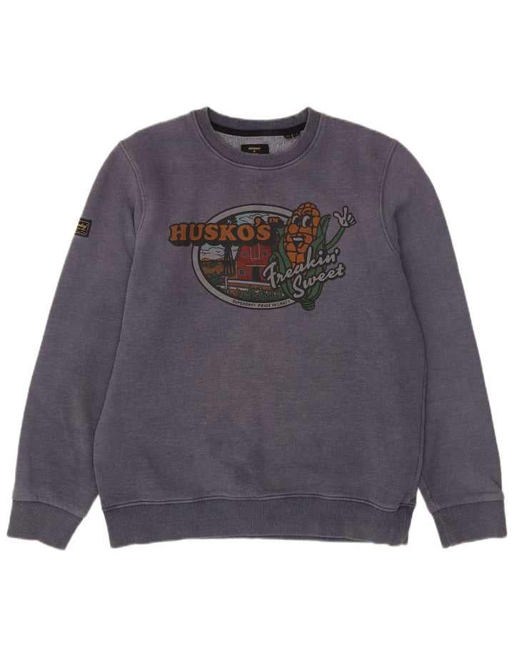 SUPERDRY Herren-Sweatshirt mit Grafik, groß, marineblau, Baumwolle