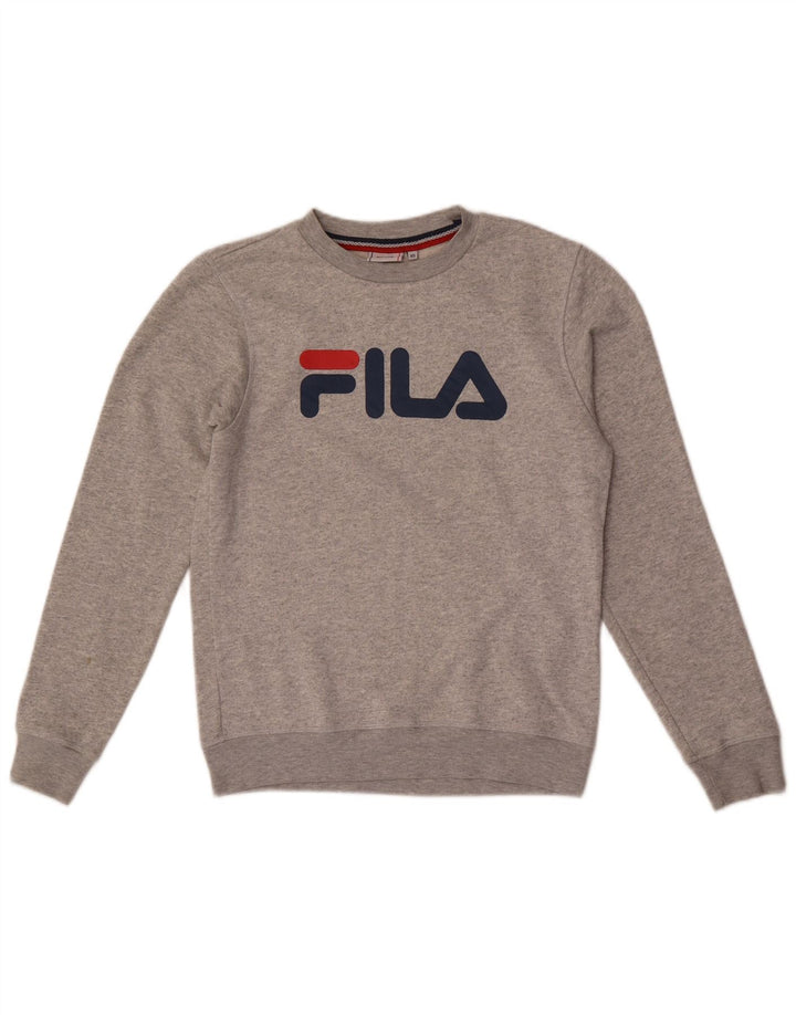 Fila Herren Grafik-Sweatshirt-Pullover XS Grau gefleckte Baumwolle