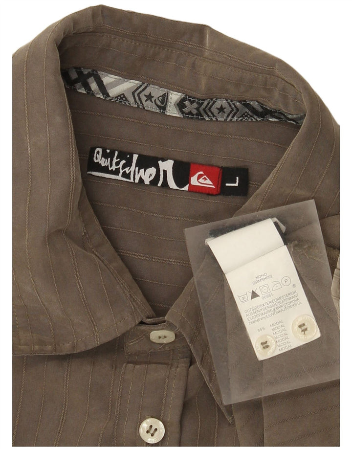 Quiksilver Herren-Hemd, groß, Khaki, Nadelstreifen, Modal