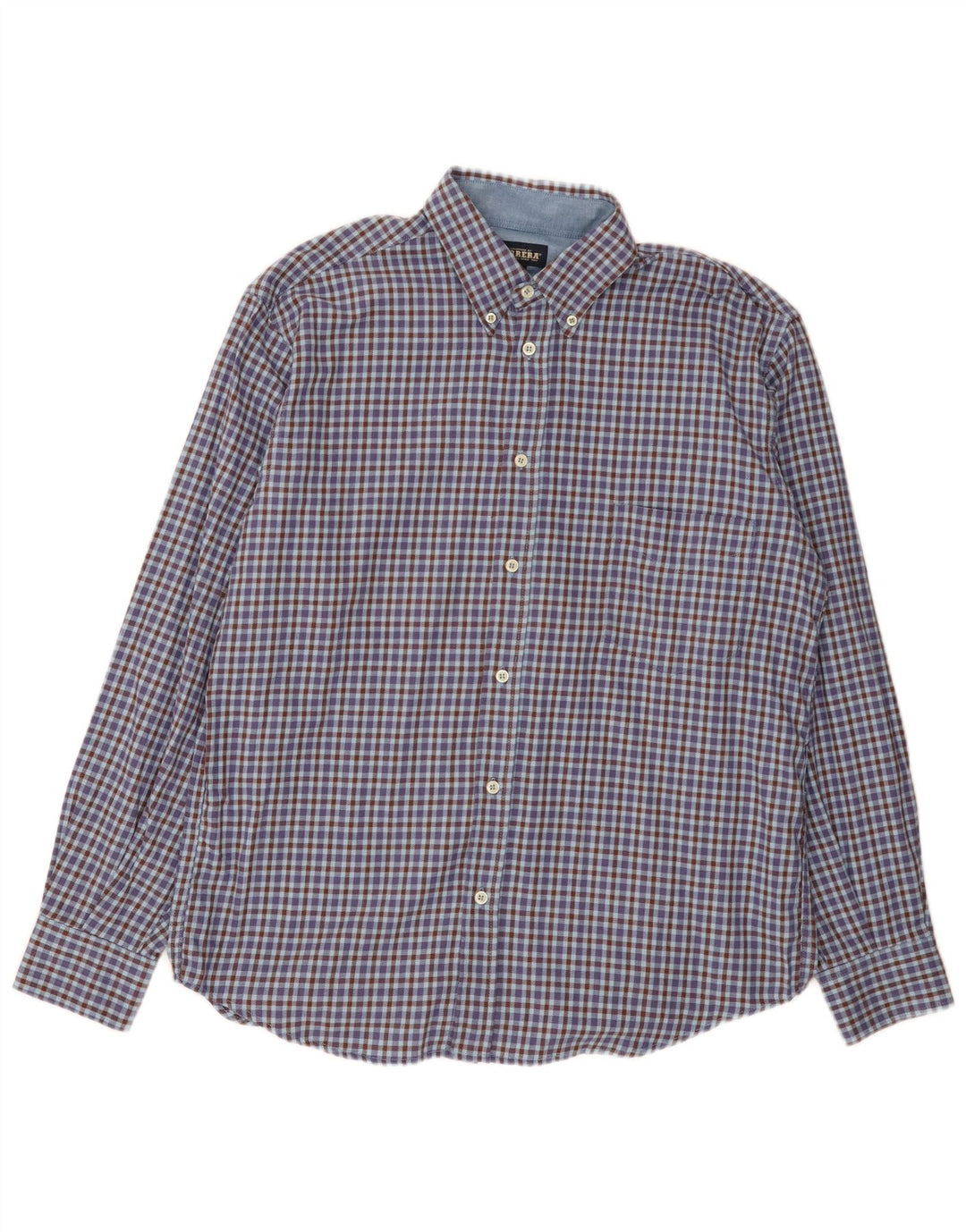 Carrera Herren-Flanellhemd mit normaler Passform, große blaue Gingham-Baumwolle