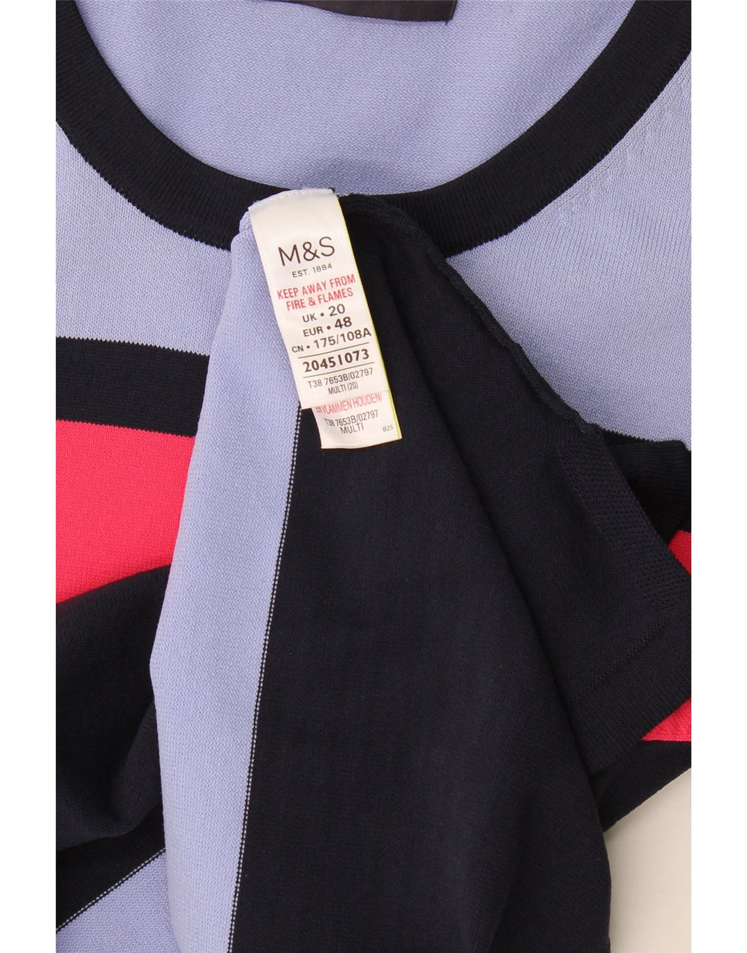 Marks & Spencer Damen T-Shirt Top UK 20 2XL Mehrfarbig gestreift