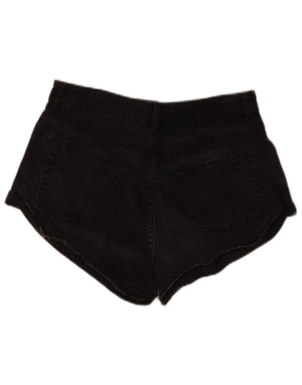 Topshop Damen Jeansshorts UK 10 Small W28 Schwarze Baumwolle