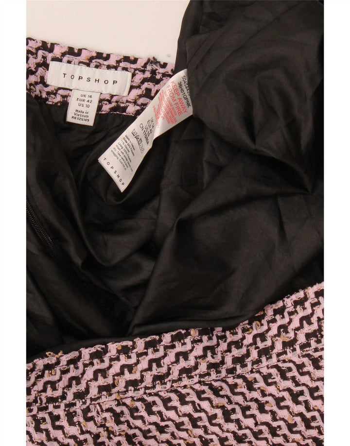 Topshop Damen Minirock UK 14 Large W32 Pink Chevron Polyester