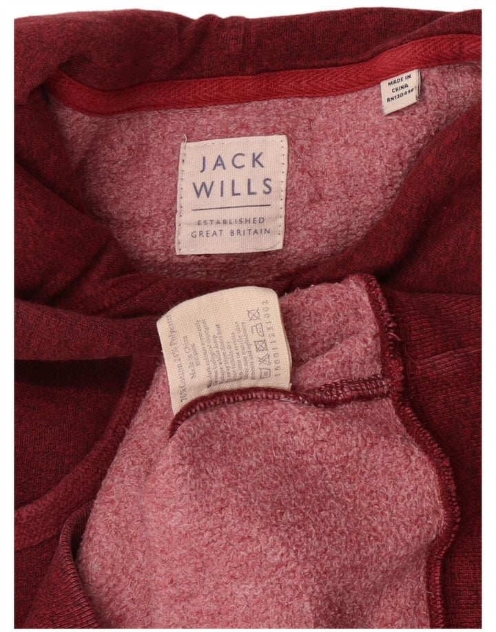 JACK WILLS Herren-Kapuzenpullover mit Grafik, klein, Burgunderrot, gesprenkelte Baumwolle