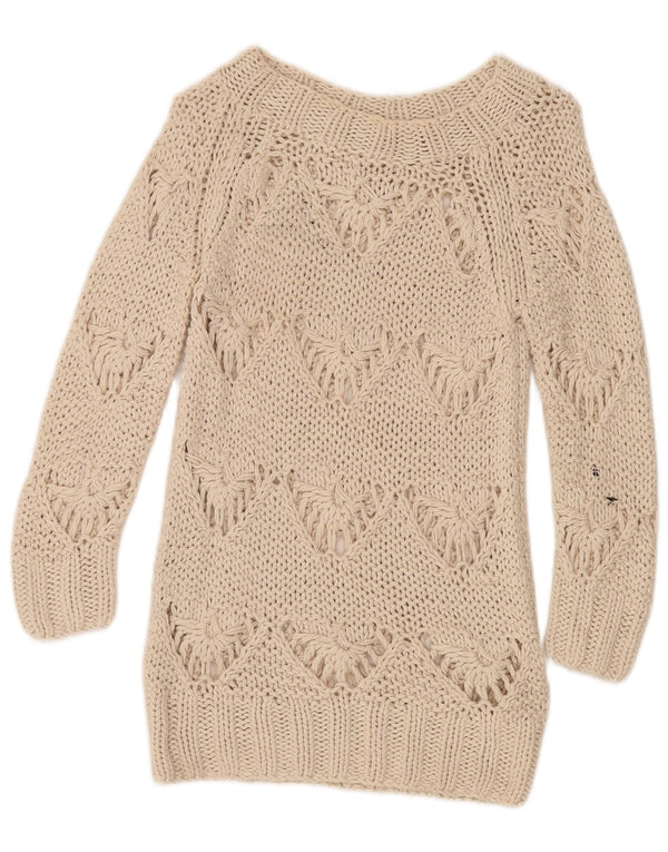 TED BAKER Damen-Pullover mit U-Boot-Ausschnitt, Größe 0 2XS, beige Baumwolle