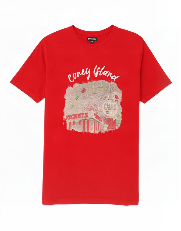 Carrera Herren-T-Shirt mit Grafik, 2XL, rote Baumwolle