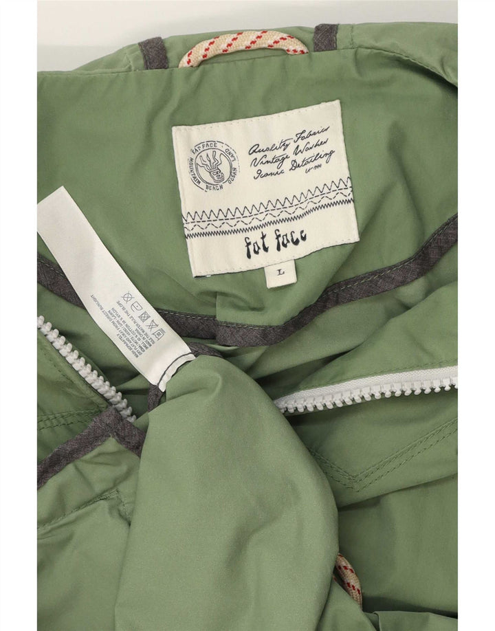 Fat Face Damen-Regenjacke mit Kapuze, übergroß, Größe UK 16, Größe L, Grün, Baumwolle