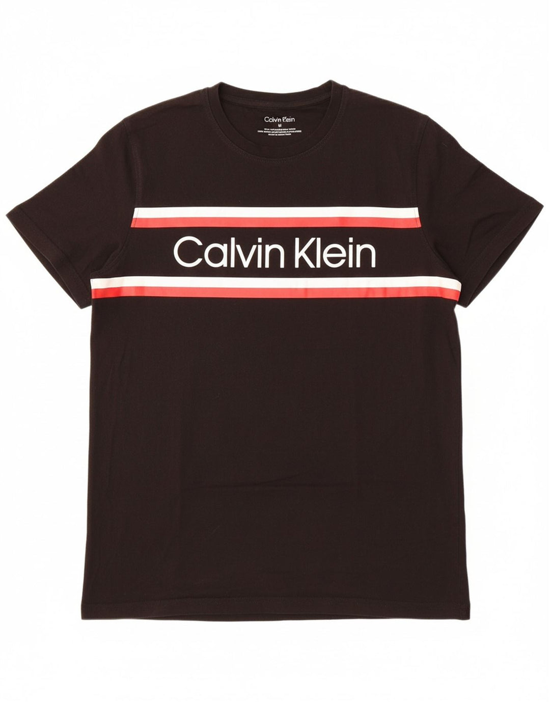 CALVIN KLEIN Mens Graphic T-Shirt Top Medium Black Cotton