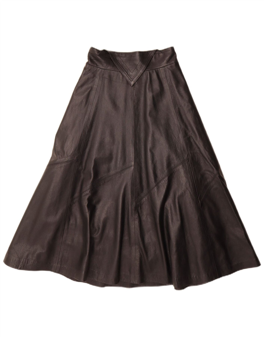 Vintage Damen Leder ausgestellter Rock Medium W28 Schwarz