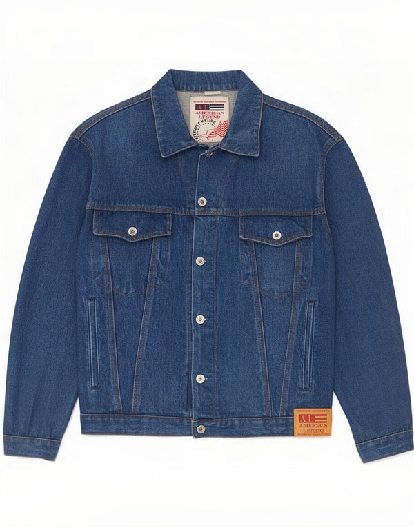 American Legend Mens Denim Jacket UK 36 Small Blue Cotton