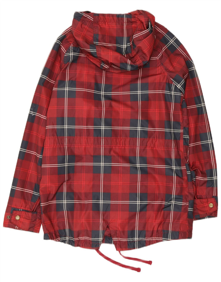 JACK WILLS Übergroße Damen-Regenjacke mit Kapuze, UK 6 XS, rot kariertes Polyester