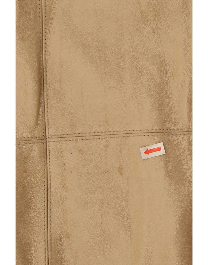Vintage Damen Ledermantel EU 50 3XL Beige Classic