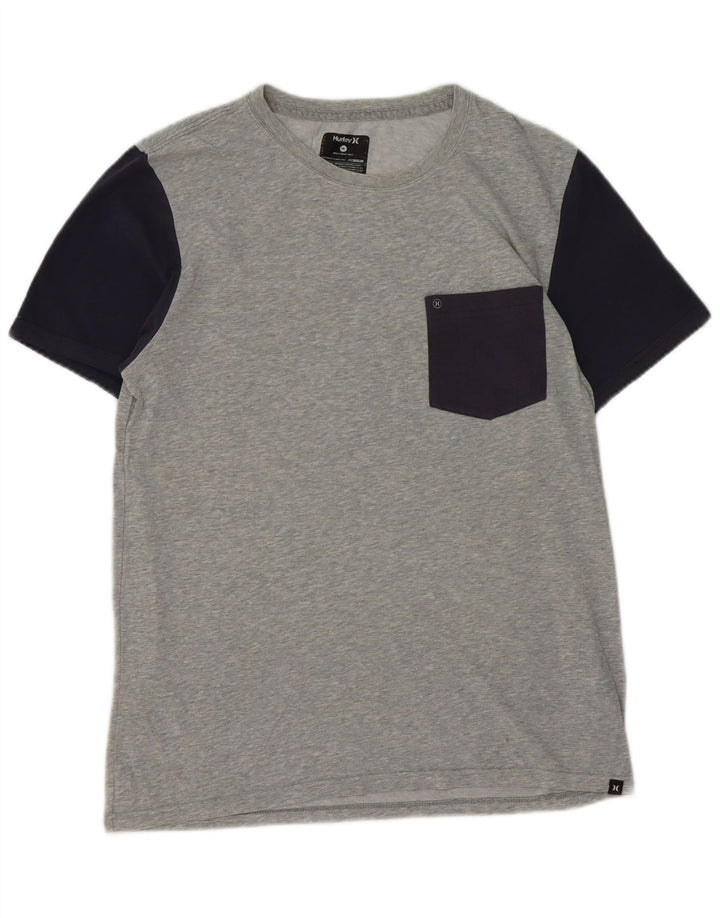 HURLEY Mens T-Shirt Top Medium Grey Colourblock Cotton