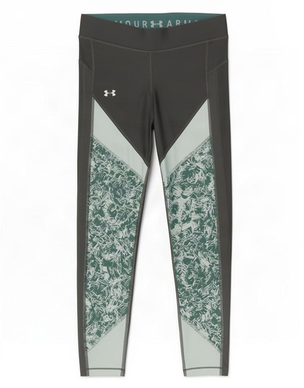 Under Armour Damen Heat Gear Leggings UK 12 Mittelgrauer Farbblock