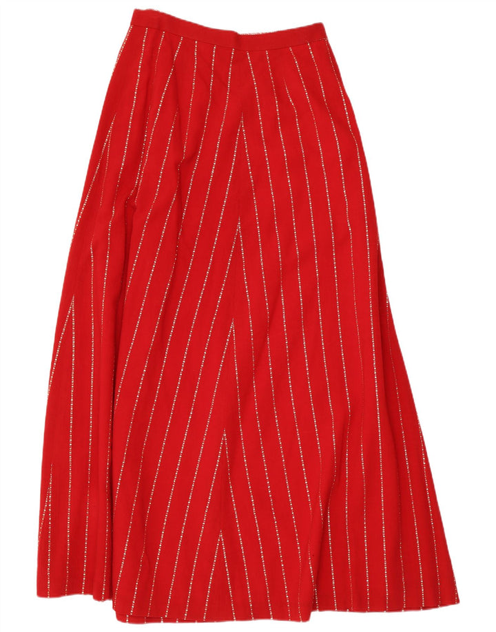 Vintage Damen Maxirock W28 Mittelrot gestreift