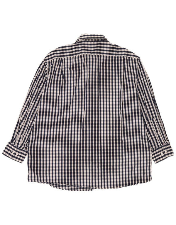Tommy Hilfiger Herren-Hemd mit normaler Passform, Größe 17 1/2 XL, marineblaues Gingham
