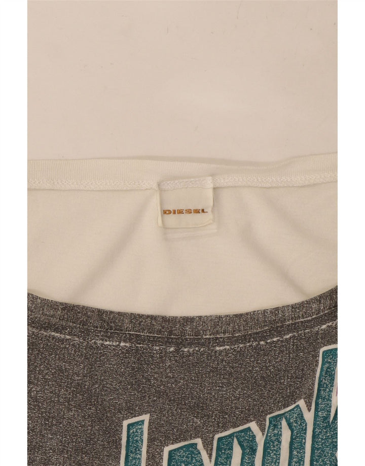 DIESEL Damen Grafik T-Shirt Top UK 10 Small Weiß