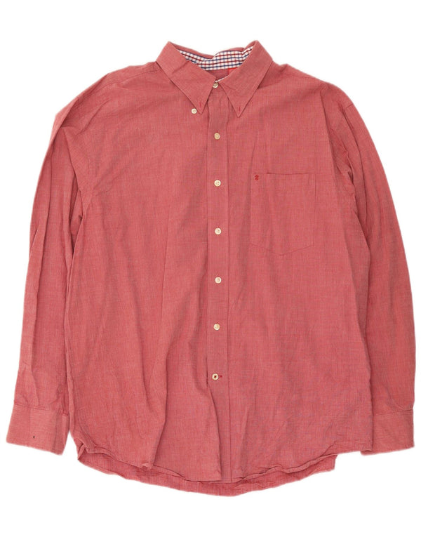 Izod Mens Shirt Large Red Cotton